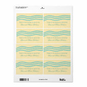 Elegante Perlen Wedding Labels, Aqua (Vorne)