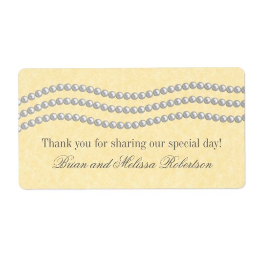 Elegante Perlen Wedding Labels, Elfenbein (Vorne)