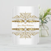 Elegante Perlen Weißes Gold Einladung (Stehend Vorderseite)