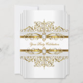 Elegante Perlen Weißes Gold Einladung (Vorderseite)