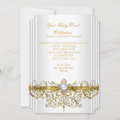 Elegante Perlen Weißes Gold Einladung (Rückseite)