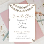 Elegante Perlenhalskette Save the Date Einladung