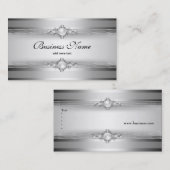 Elegante Perlenkette aus Silbergrauem Streifen Visitenkarte (Vorne/Hinten)