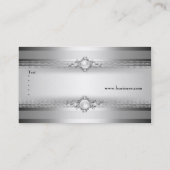 Elegante Perlenkette aus Silbergrauem Streifen Visitenkarte (Rückseite)