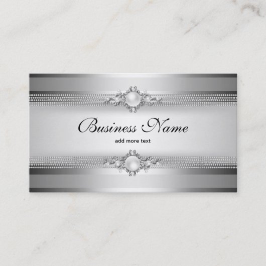 Elegante Perlenkette aus Silbergrauem Streifen Visitenkarte (Vorderseite)