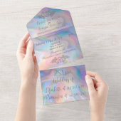 Elegante Perlmutt - farbenfrohe Hochzeit All In One Einladung (Abreißtisch)