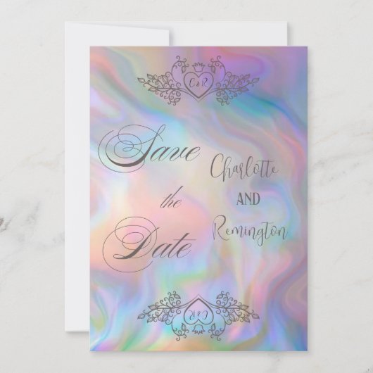 Elegante Perlmuttfarben Save the Date Einladung (Vorderseite)