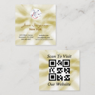 Elegante perlmuttschimmernde Gold-Logo-QR-Code-Vis Quadratische Visitenkarte