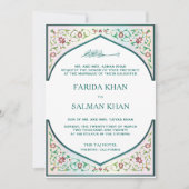 Elegante persische Blaue Mosaikverheiratung Einladung (Vorderseite)