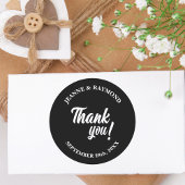 Elegante Personalisiert Black Danke Gastgeschenk H Runder Aufkleber