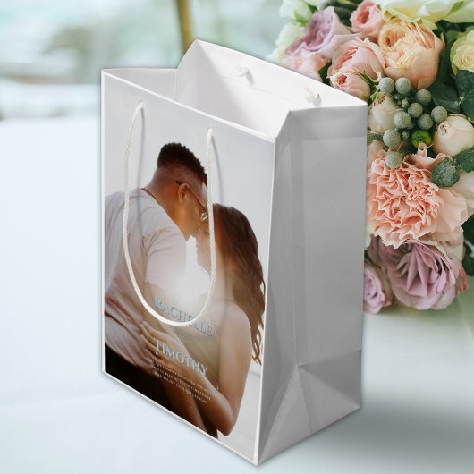 Elegante Personalisiert Color Foto Script Hochzeit Mittlere Geschenktüte