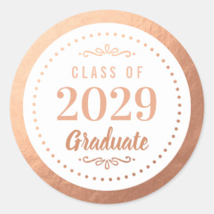 Elegante Personalisiert Graduate Imitate Rose Runder Aufkleber