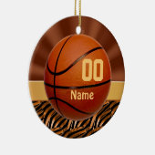 Elegante personalisierte Basketball-Verzierungen Keramik Ornament (Rechts)