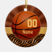 Elegante personalisierte Basketball-Verzierungen Keramik Ornament (Vorne)