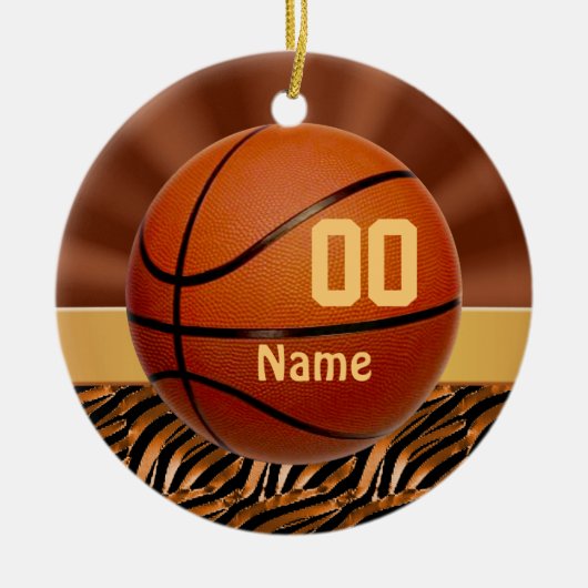 Elegante personalisierte Basketball-Verzierungen Keramik Ornament (Vorne)