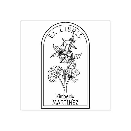 Elegante Personalisierte Blume Ex Libris Gummistempel (Prägung)