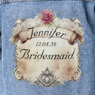 Elegante personalisierte Blumen-Brautjungfern-Blau Jeansjacke