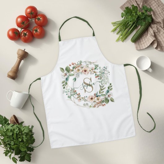 Elegante personalisierte Blumenmonogramm Namenssch Schürze
