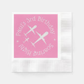Elegante Personalisierte Flugzeuge, rosa Kindergeb Serviette (Vorderseite)