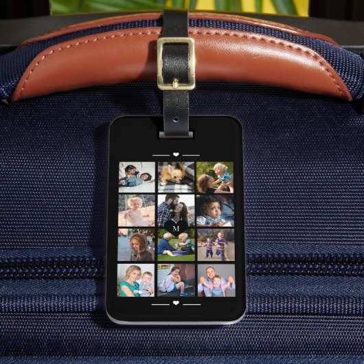 Elegante personalisierte Fotocollage Monogramm Her Gepäckanhänger (Vorderseite Insitu 2)