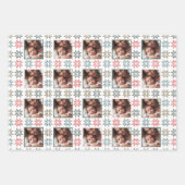 Elegante Personalisierte Fotos und Holiday Poinset Geschenkpapier Set (Vorderseite 3)