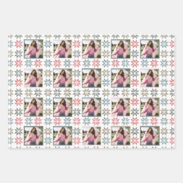 Elegante Personalisierte Fotos und Holiday Poinset Geschenkpapier Set