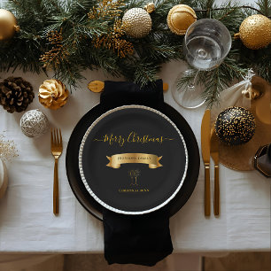 Elegante personalisierte Frohe Weihnachten-Papierp Pappteller