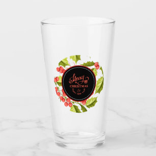 Elegante personalisierte Frohe Weihnachten Stechpa Glas