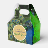 Elegante Personalisierte Gable Boxes Peacock Feath Geschenkschachtel (Vorderseite)