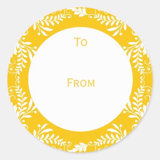 Elegante Personalisierte Geschenketags Gelb Runder Aufkleber (Vorderseite)