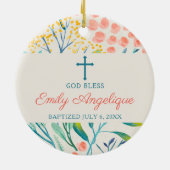 Elegante Personalisierte Girl Christening Taufe Keramik Ornament (Hinten)