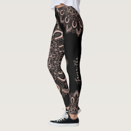 Elegante Personalisierte Girly Black Rose Gold Leggings