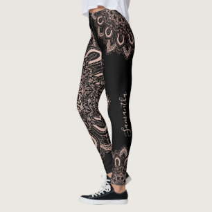 Elegante Personalisierte Girly Black Rose Gold Leggings