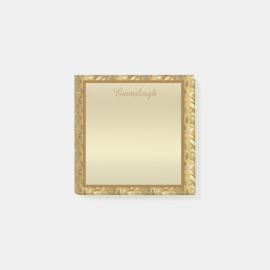 Elegante Personalisierte Gold-Blätter veröffentlic Post-it Klebezettel (Vorderseite)
