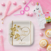 Elegante Personalisierte goldene Hochzeitsplatte Pappteller (Party)