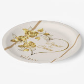 Elegante Personalisierte goldene Hochzeitsplatte Pappteller (Schrägansicht)