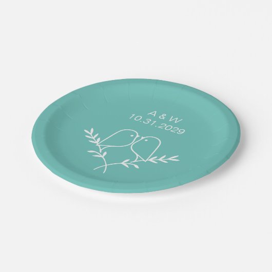 Elegante Personalisierte Hochzeit - Benutzerdefini Pappteller (Schrägansicht)