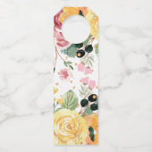 Elegante Personalisierte Hochzeit der Wasserfarben Flaschenanhänger (Rückseite)