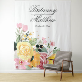 Elegante Personalisierte Hochzeit der Wasserfarben Wandteppich