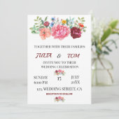 Elegante personalisierte Hochzeit in Burgund Einladung (Stehend Vorderseite)