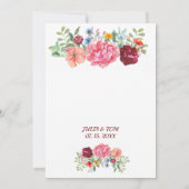 Elegante personalisierte Hochzeit in Burgund Einladung (Rückseite)