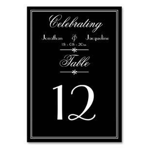 Elegante Personalisierte Hochzeit in Schwarz und W Tischnummer