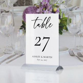 Elegante Personalisierte Hochzeit in Schwarz und W Tischnummer