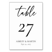 Elegante Personalisierte Hochzeit in Schwarz und W Tischnummer (Vorderseite)