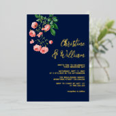 Elegante Personalisierte Hochzeit zwischen Marine Folieneinladung (Stehend vorne)