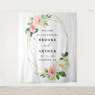 Elegante personalisierte Hochzeits-Fotobooth-Kulis Wandteppich