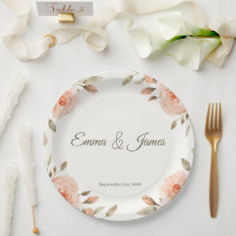 Elegante personalisierte Hochzeitspapierteller mit Pappteller