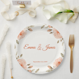 Elegante personalisierte Hochzeitspapierteller mit Pappteller