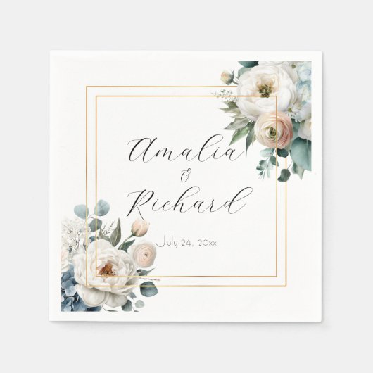 Elegante personalisierte Hochzeitsservietten mit B Serviette (Vorderseite)
