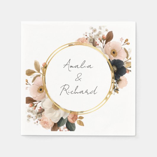 Elegante personalisierte Hochzeitsservietten mit B Serviette (Vorderseite)